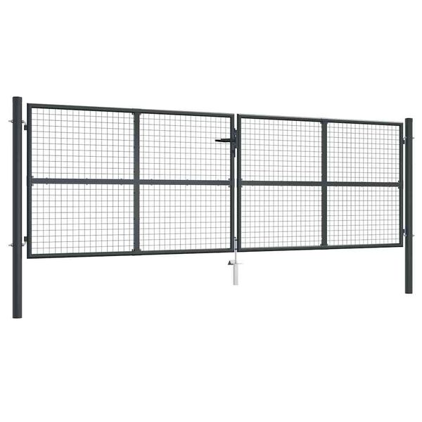 vidaXL Mesh Garden Gate Galvanised Steel 400x125 cm Grey