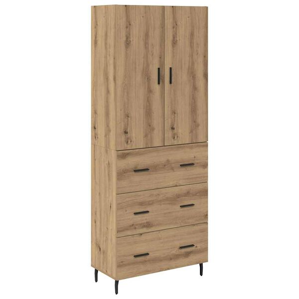 vidaXL Highboard 2 pcs Artisan Oak Engineered Wood and Glass
