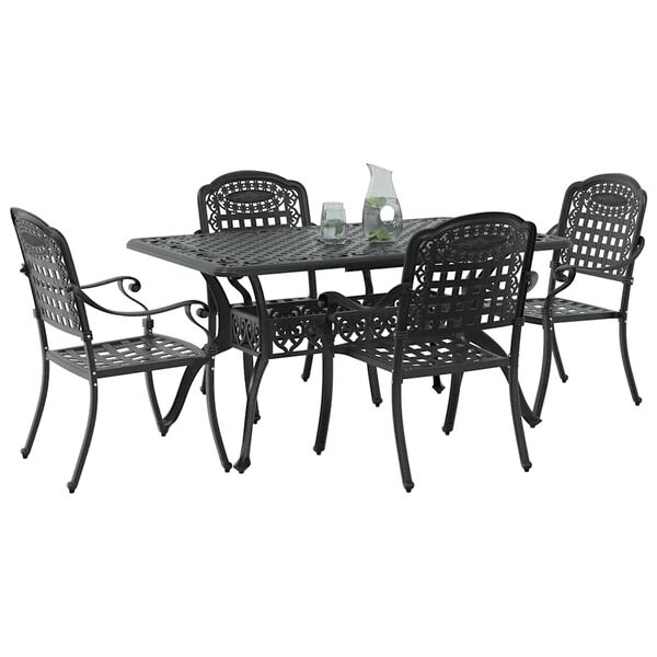 vidaXL Garden Dining Set 5 pcs Black Aluminium