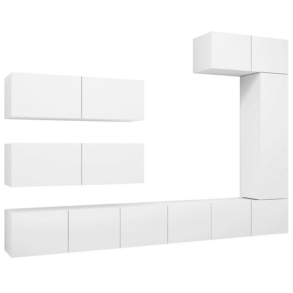 vidaXL 7 Piece TV Cabinet Set White Engineered Wood