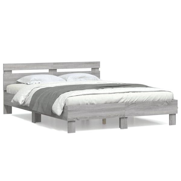 vidaXL Bed Frame without Mattress Grey Sonoma 150x200 cm King Size