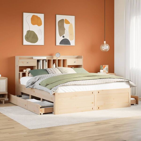 vidaXL Bookcase Bed without Mattress 180x200 cm Super King Solid Wood Pine