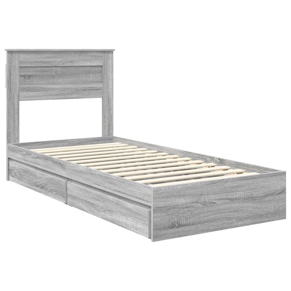 vidaXL Storage Bed Grey Sonoma 100 x 200 cm Engineered Wood