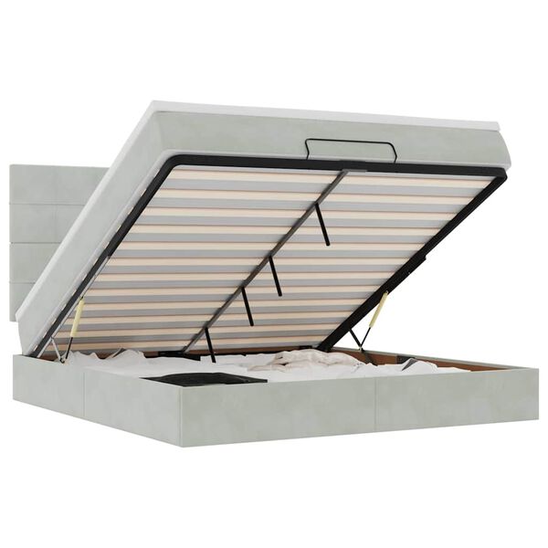 vidaXL Ottoman Bed with Mattresses Light Grey 180x200cm Velvet