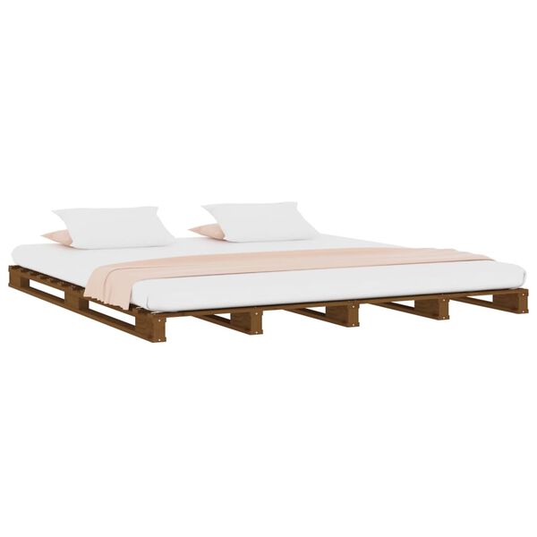 vidaXL Pallet Bed without Mattress Honey Brown 120x200 cm Solid Wood