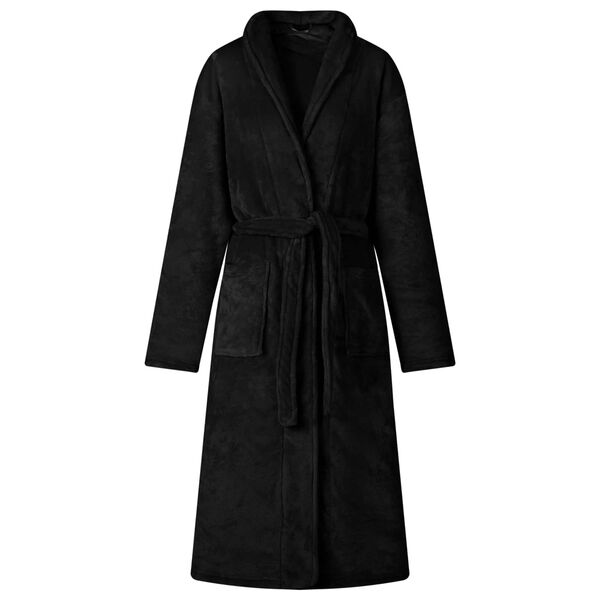vidaXL Bathrobe without Hood Black XL Flannel
