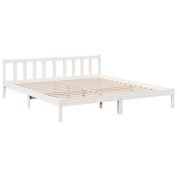 vidaXL Extra Long Bed Frame without Mattress White 180x210 cm Solid Wood Pine