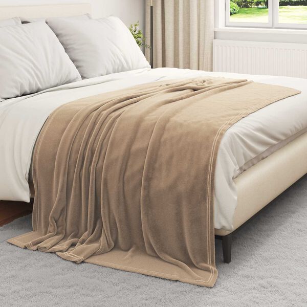 vidaXL Throw Blanket Camel 150 x 200 cm Fleece