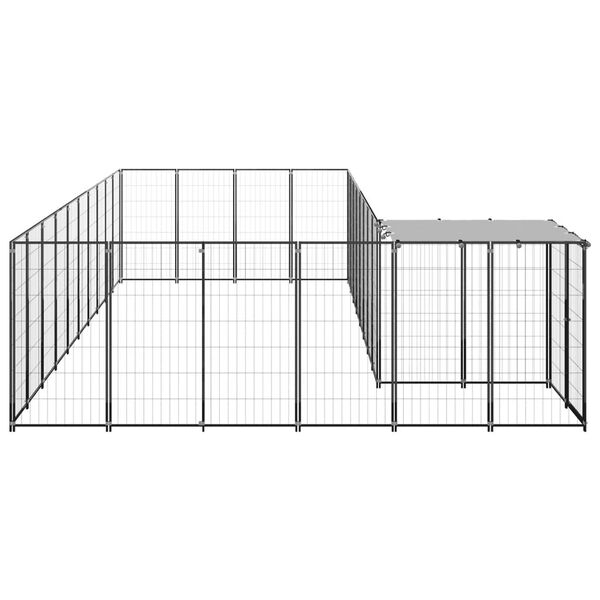 vidaXL Dog Kennel Black 19.36 m² Steel
