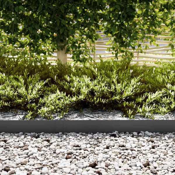 vidaXL Lawn Edging 30 pcs Black 100 x 0.05 x 15 cm Cold Rolled Steel