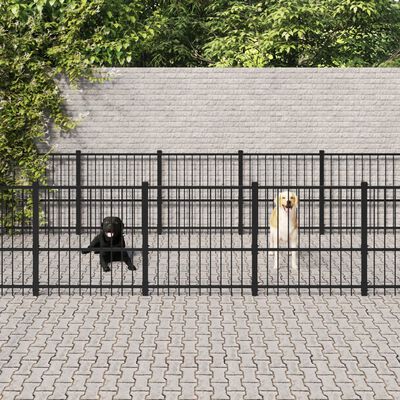 vidaXL Outdoor Dog Kennel Steel 16.94 m²