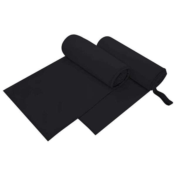 vidaXL Sports Towels 2 pcs Black 200 x 100 cm Polyester and polyamide