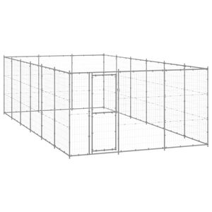 vidaXL Dog Kennel | Silver | Galvanised steel | 21.78 m&sup2; | Durable | Dog Kennel
