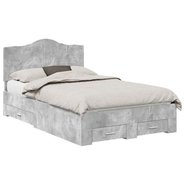 vidaXL Bed Frame Concrete Grey 120 x 200 cm Engineered Wood