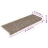 vidaXL Stair Mats Self-adhesive Sisal-Look 15 pcs 65x21x4 cm Dark Beige