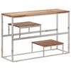 vidaXL Console Table Silver Stainless Steel and Solid Acacia Wood