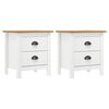 vidaXL Bedside Cabinet Hill 2 pcs White 46x35x49.5 cm Solid Pine Wood