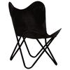 vidaXL Butterfly Chairs 2 pcs Black Kids Size Real Leather