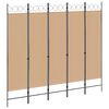 vidaXL 5-Panel Room Divider Beige 200 x 180 cm Fabric