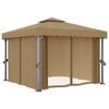 vidaXL Gazebo with Curtain 3x3 m Taupe Aluminium