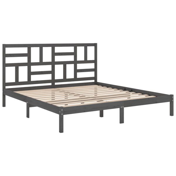 vidaXL Bed Frame without Mattress Grey Solid Wood 200x200 cm