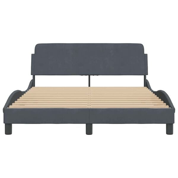 vidaXL Bed Frame "Dover" Dark Grey 135x190 cm Double Velvet