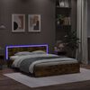 vidaXL Bed Frame with LED without Mattress Smoked Oak 160x200 cm