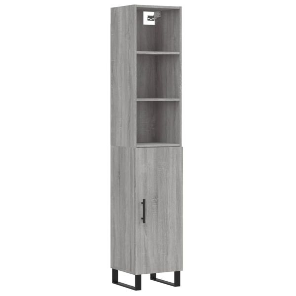 vidaXL Highboard Grey Sonoma 34.5x34x180 cm Engineered Wood