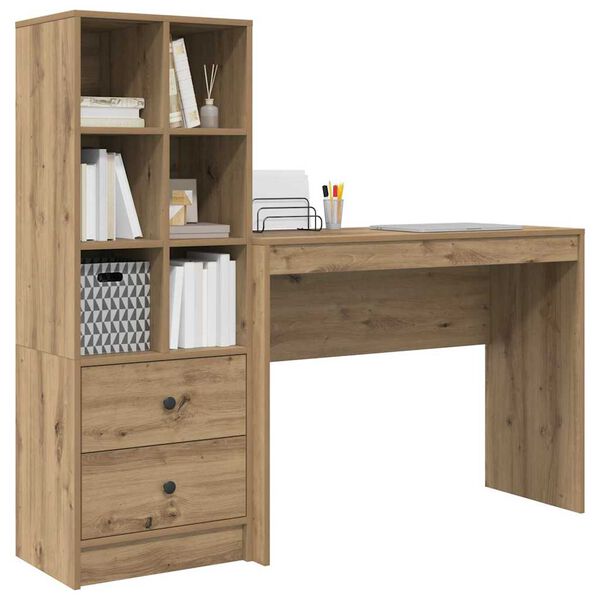 vidaXL Desk with Drawer 2 pcs Artisan Oak