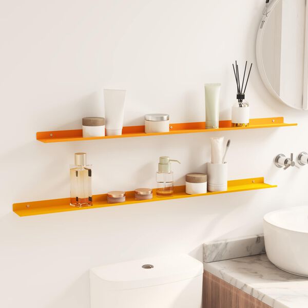 vidaXL Floating Shelf 2 pcs Mustard Yellow 100 x 9 x 2.5 cm Steel