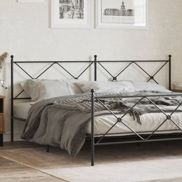 vidaXL Metal Replace Headboard Black 200cm