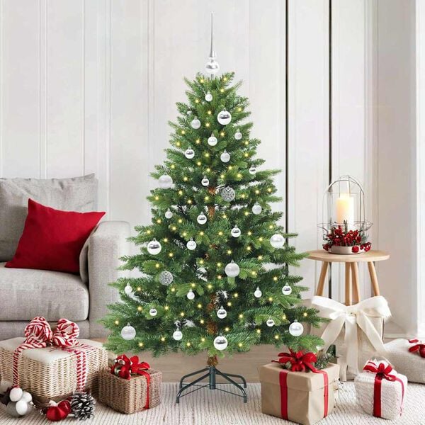 vidaXL Artificial Christmas Tree with 150 LEDs Green 150 cm PE and PVC