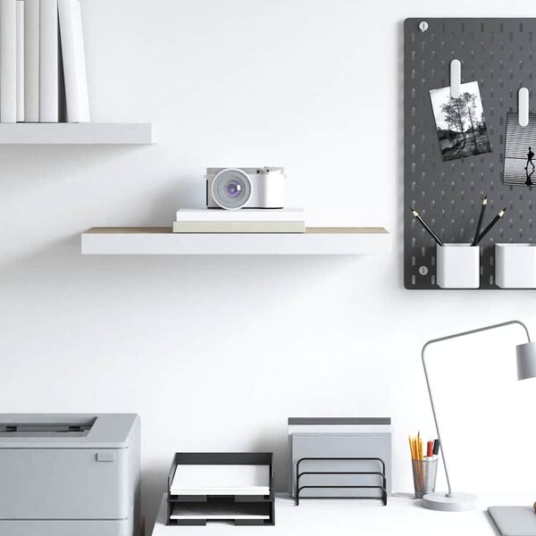 vidaXL Floating Wall Shelf Oak and White 60x23.5x3.8 cm MDF