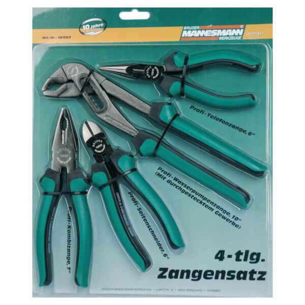 Br&uuml;der Mannesmann Four Piece Pliers Set Steel 10997