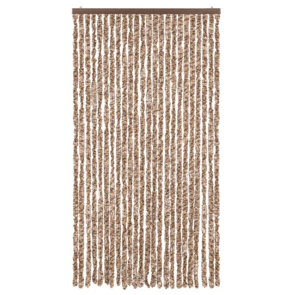 vidaXL Fly Curtain Beige and Dark Brown 100x230 cm Chenille