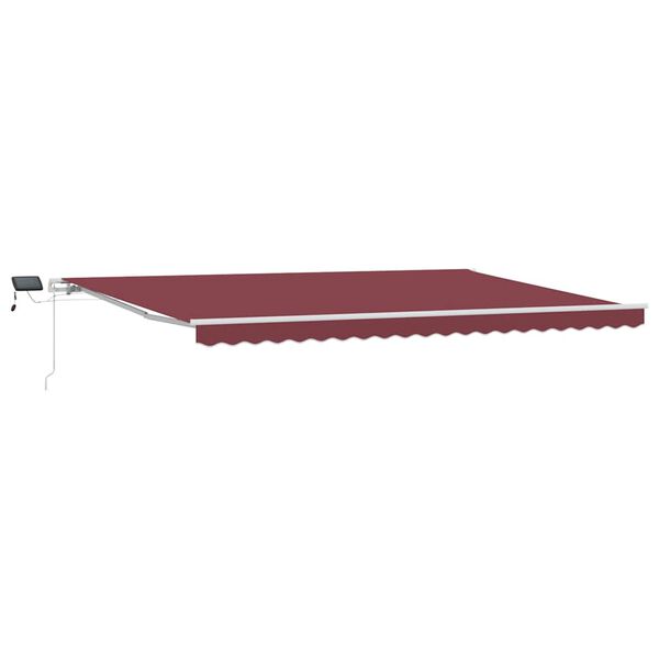 vidaXL Manual Retractable Awning with LED Burgundy 500x300 cm