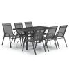 vidaXL 7 Piece Garden Dining Set Grey and Black