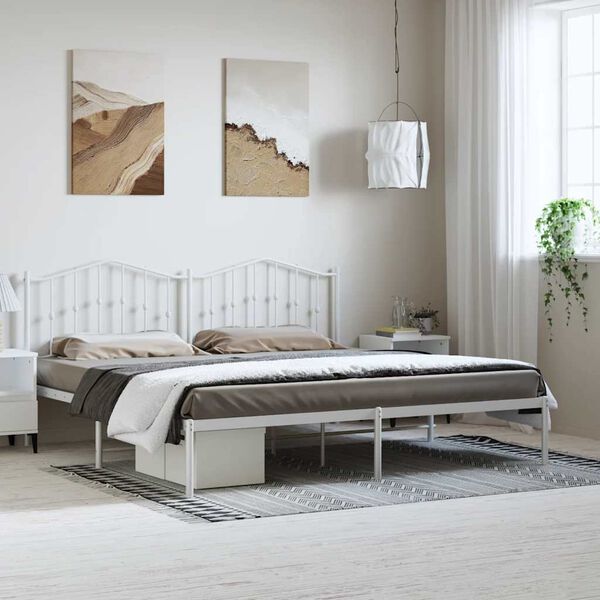 vidaXL Metal Bed Frame without Mattress with Headboard White 193x203cm