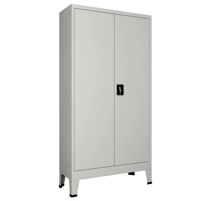 vidaXL Office Cabinet with 2 Doors Steel 90x40x180 cm Grey
