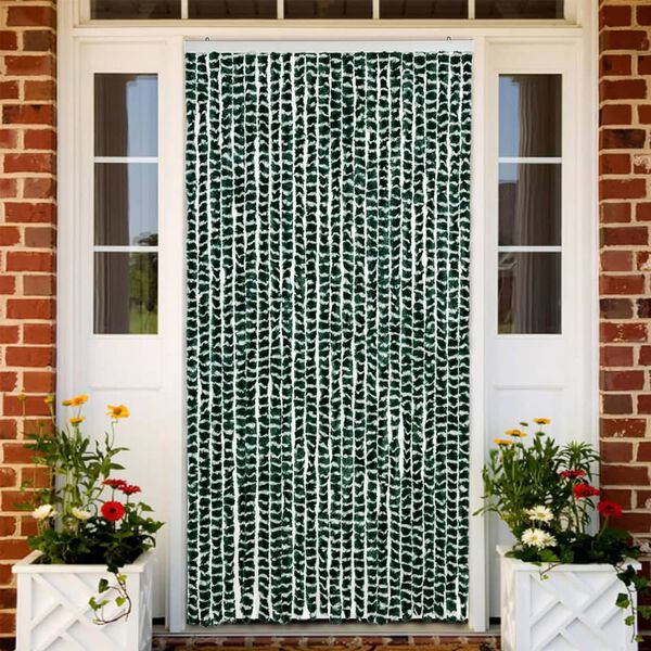 vidaXL Fly Curtain Green and White 100x230 cm Chenille