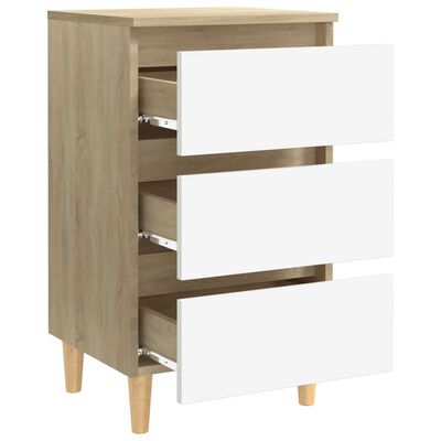vidaXL Bed Cabinets & Wood Legs 2 pcs White & Sonoma Oak 40x35x69cm
