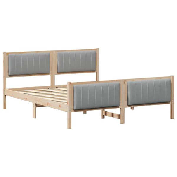 vidaXL Bed frame Brown and light grey 150 x 200 cm Solid pine wood