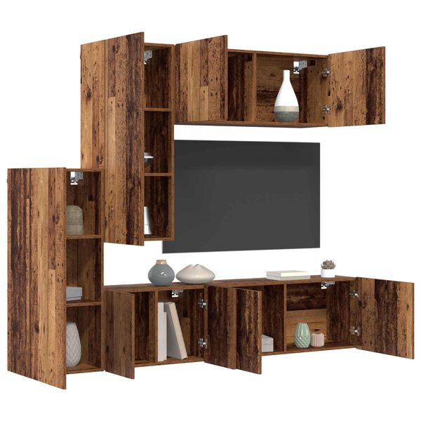 vidaXL TV Wall Unit Wall-mounted 5 pcs Old Wood Engineered Wood
