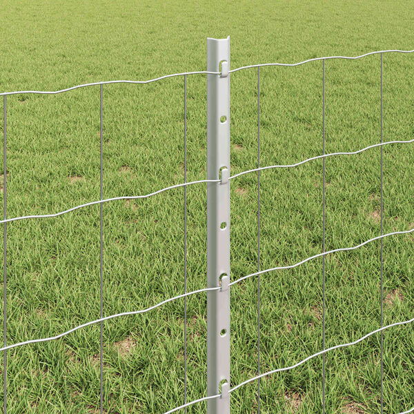 vidaXL Fence with Post Silver 0.6 x 25 m Steel