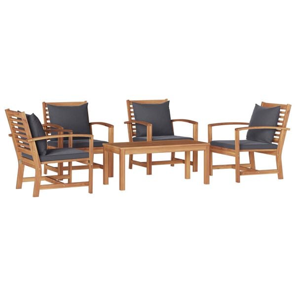 vidaXL Garden Sofa Set 5 pcs Natural Solid Teak Wood