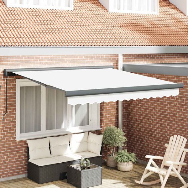 vidaXL Retractable Awning White 300 x 250 cm Fabric and Metal