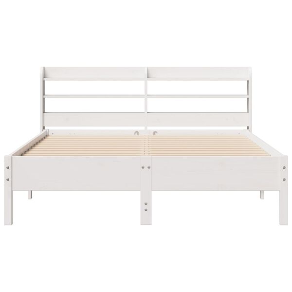 vidaXL Bed Frame without Mattress White 150x200 cm King Size Solid Wood Pine