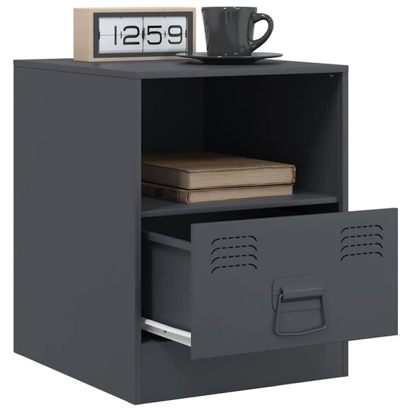 vidaXL Bedside Cabinets 2 pcs Anthracite 34.5x39x44 cm Steel