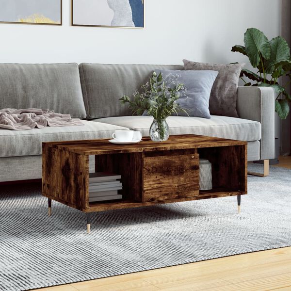 vidaXL Coffee Table Smoked Oak 90x50x36.5 cm Engineered Wood