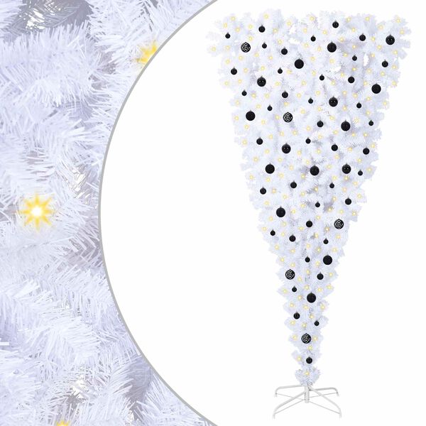 vidaXL Artificial Christmas Tree with Stand White 240 cm PVC and Steel